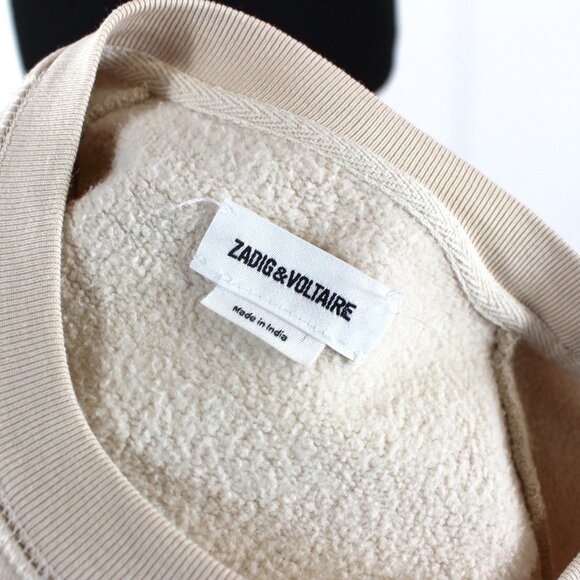 Zadig & Voltaire Camo Rock Strass Beige Pullover Crewneck Studded Sweatshirt M - Picture 6 of 8